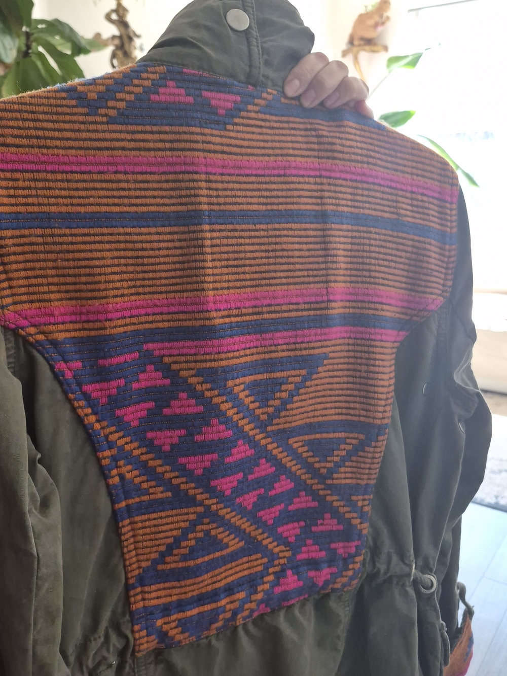Superdry Olive Utility Jacket with Orange & Magenta Tribal Accents - Picture 4 of 7